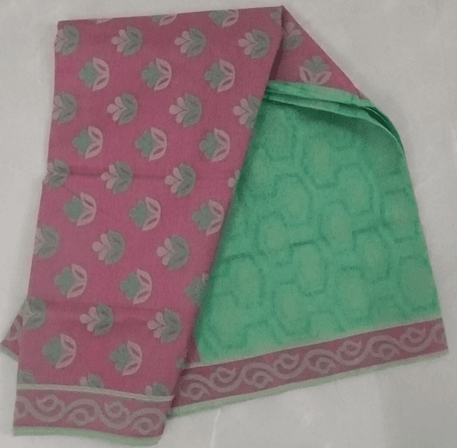 பிங்க் & லைட் க்ரீன் காட்டன் புடவை (Pink & Light Green Cotton Saree)