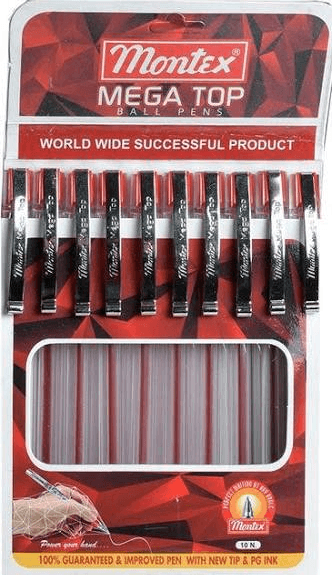 Montex Mega Top Red Ball Pen Pack (10 Pieces) - Image 1